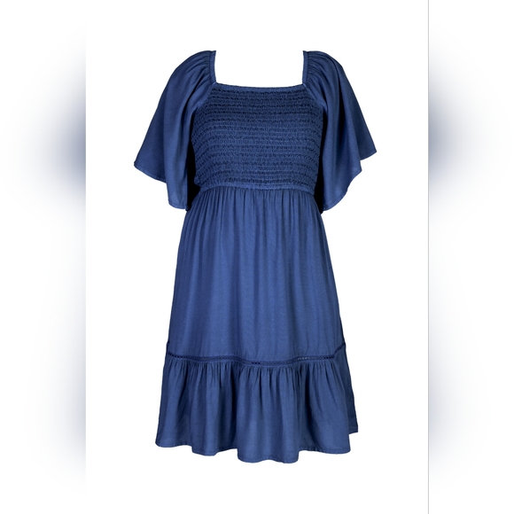 ⭐️ New Listing ⭐️ Natura Shirred Mini Dress with Bow in Blue - Picture 15 of 15